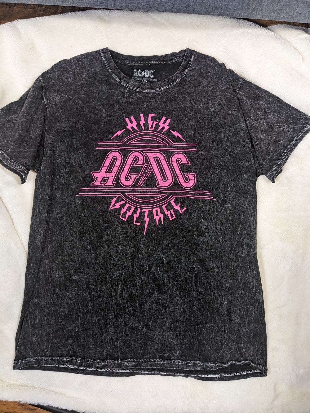 AC/DC Kids' Black Graphic Tee with Pink Logo
